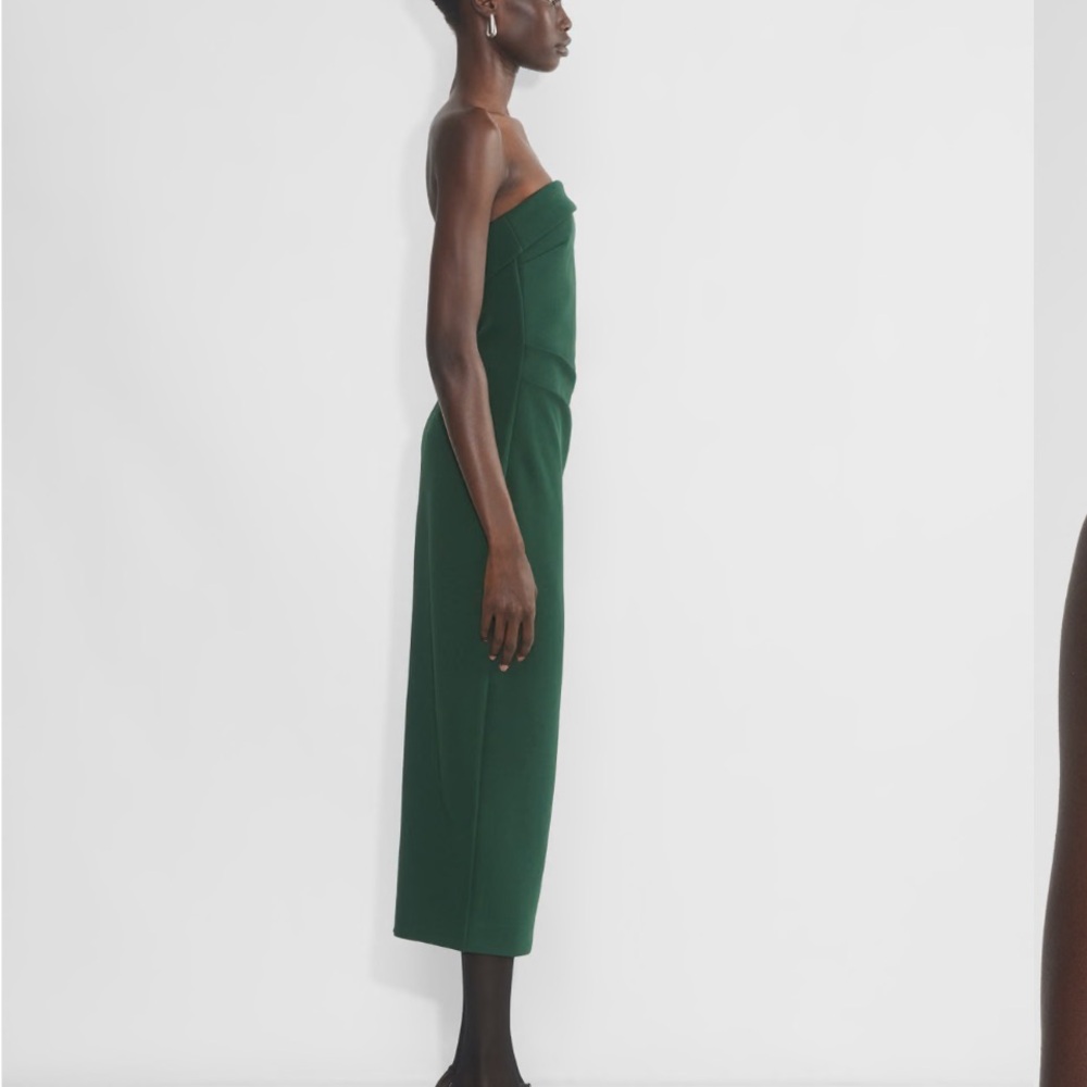 Aritzia Green Ribbed Strapless Sheath Dress - Picture 3 of 8